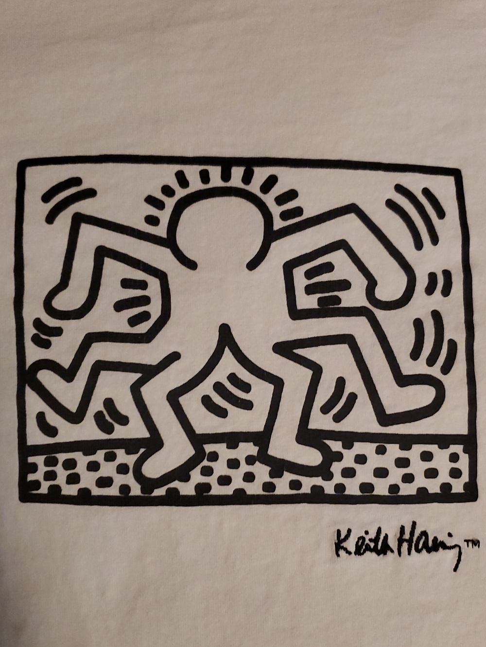 "Double Man" Keith Haring White Short Sleeve Tee Shirt